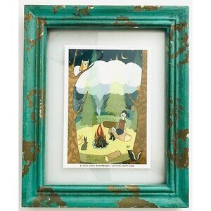 Susie Ghahremani Framed Print Girl Camping Animals Nature Green Frame 11 x 9